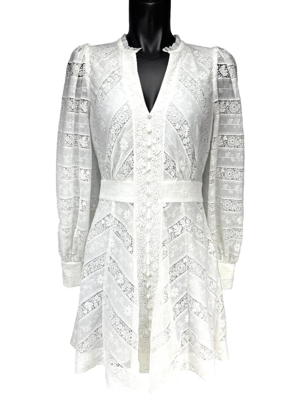 EVER NEW Melbourne Boho Floral Lace Puff Long Sleeve White Summer Dress Sz 4